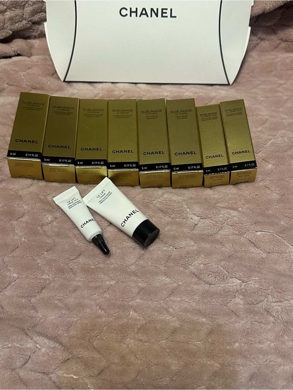 CHANEL Sublimage Travel-Size Radiance Boosters in Gold Packaging (White Tubes)